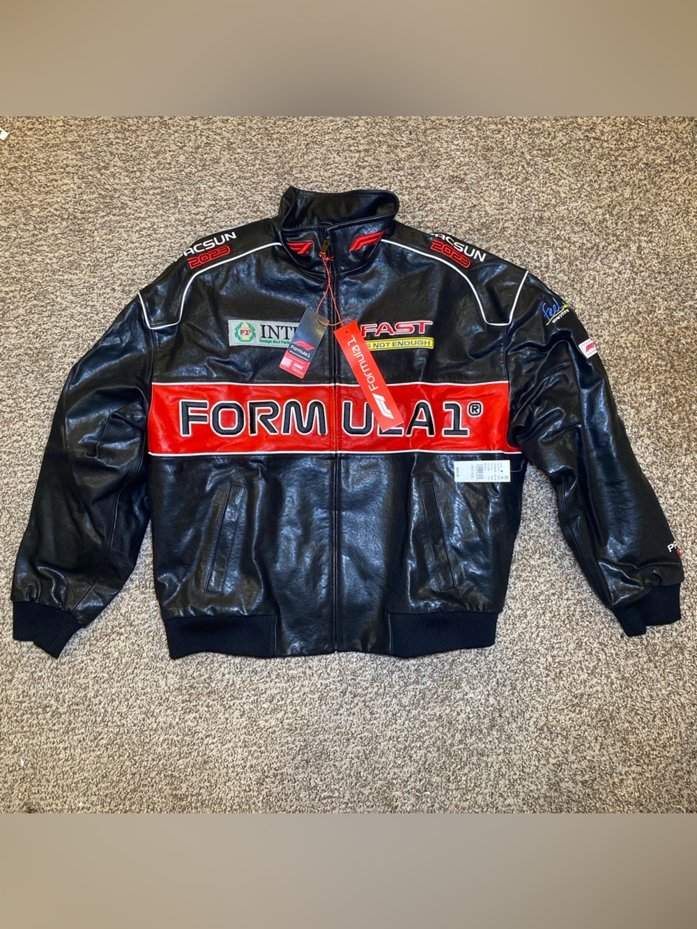 PacSun Black and Red FORMULA1 Racing Bomber Jacket